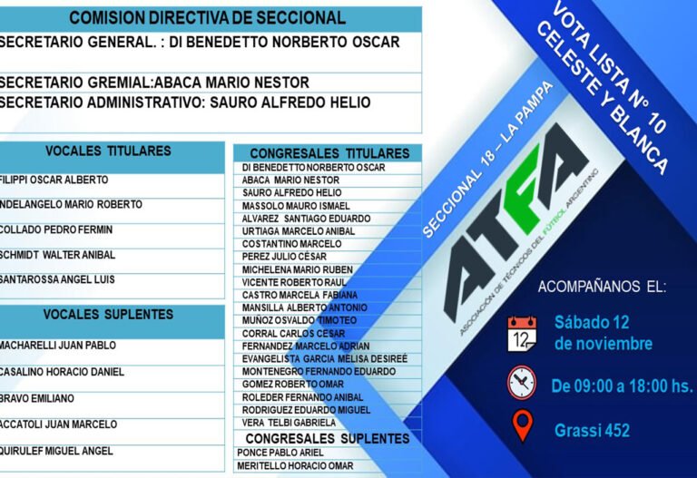 Atfa Baba ATFA: HABRÁ ELECCIONES. LA PAMPA ESTARÁ REPRESENTADA EN EL SECRETARIADO ...